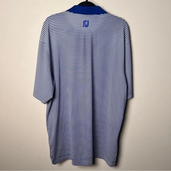 FootJoy Performance Men's Blue White Striped Embroidered resort logoPolo Shirt M - Picture 5 of 8